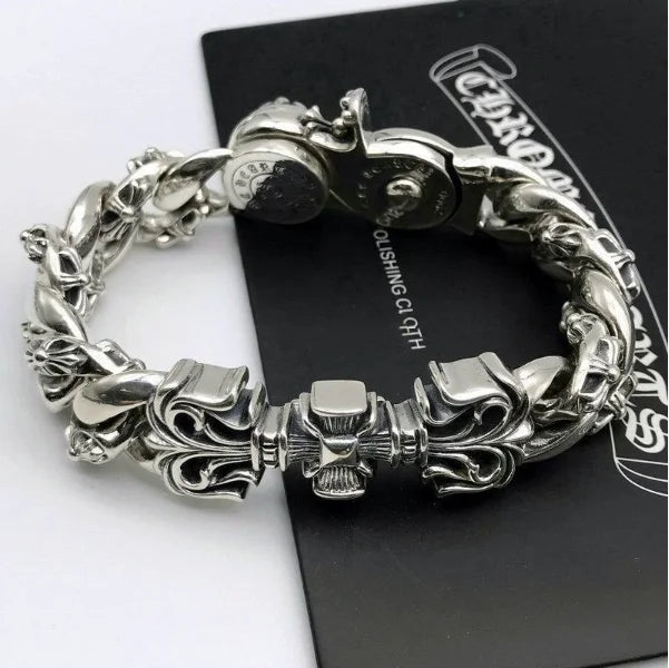 CH Men's Thick Letter Cross Flower Full Flower Bracelet