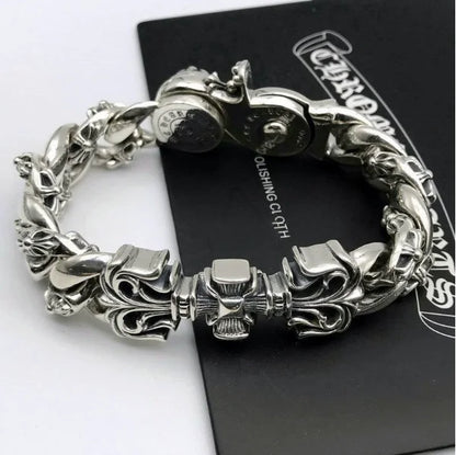 CH Men's Thick Letter Cross Flower Full Flower Bracelet