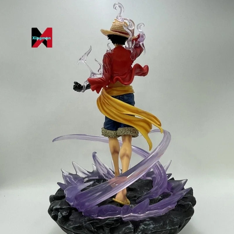 One Pieced Luffy Figure Three Powers Hot Blooded No Light Scene Statue Model Boxed Collectible Anime Decoration