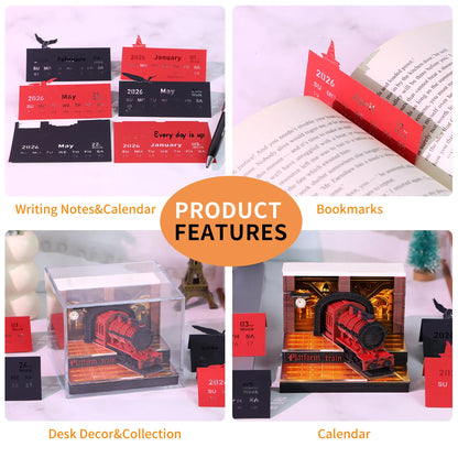 New Product 2026 Gift Idea Hogwarts Express 3D LED Light Paper Craft Magical Train Tear off Model for Hary Potter Fans