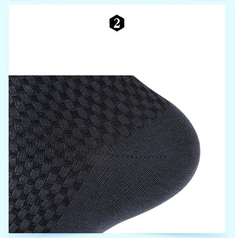 Men's Casual Bamboo Thin Antibacterial Mid Calf Crew Socks for Men 5 Pairs Set Box Available
