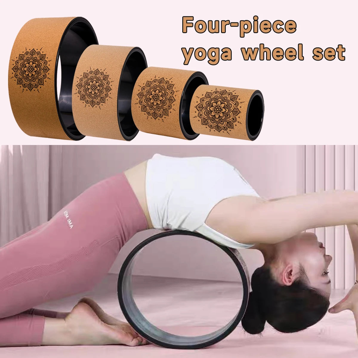 Yoga Wheel l 4-piece Set  Wheel+ Foam Roller for Back Pain Relief