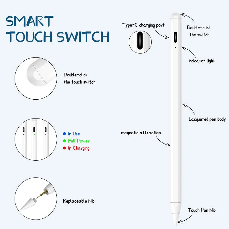 High Performance Anti-touch Low Latency Aluminum Alloy Active Digital Pencil Stylus Pen For Ipad