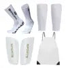 Adult Men/Women Set of Soccer Shin Guard Football Grip Socks and Soccer Sleeves Crew Sport Socks