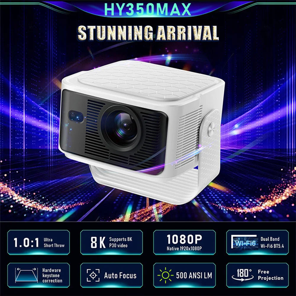 New! 8k Small Projector Smart Android 14 Hy350 Home Theater 1080p Portable Mini Projector