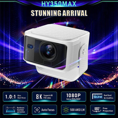 New! 8k Small Projector Smart Android 14 Hy350 Home Theater 1080p Portable Mini Projector