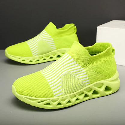 Unisex White Flywoven Sock Sneakers Size 36-48 Couple Casual Shoes for Men Fashion Trend Breathable Spring Summer Autumn Winter