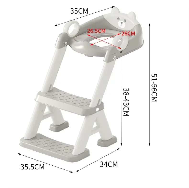 Children's PP Plastic Potty Training Chair Soft Padding Non-Slip Wide Step Stool Ladder Toilet Training Seat for Kids Handle
