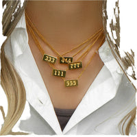 Summer Trendy 18K Gold Plated Waterproof Necklace Stainless Steel Link Chain with Angel Number 111 to 999