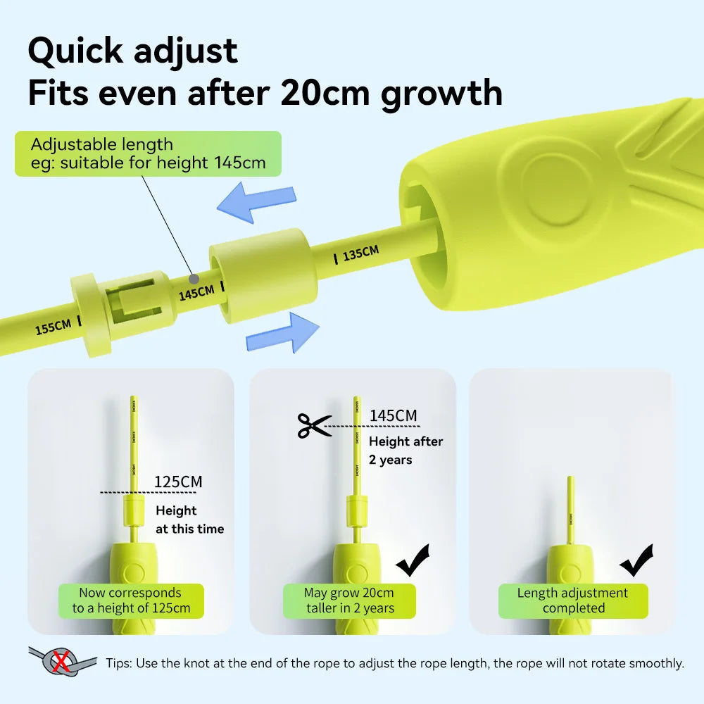 Anti-Shake Dual Bearings Segmented Speed Jump Rope, Quick Adjust Length Skipping Rope with Silicone Grip for Kids Training