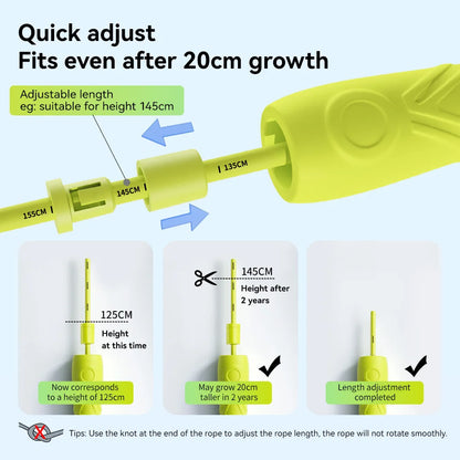 Anti-Shake Dual Bearings Segmented Speed Jump Rope, Quick Adjust Length Skipping Rope with Silicone Grip for Kids Training