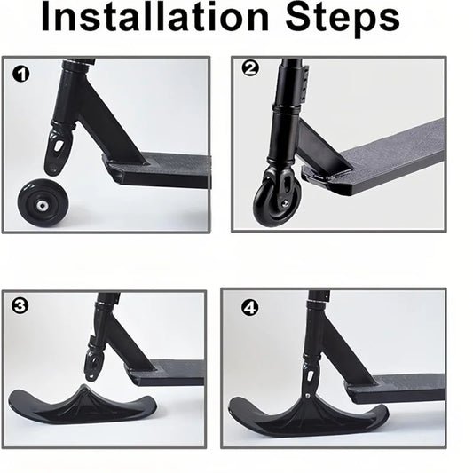 2pcs Outdoor Fold Skateboard Attachment Sand Scooter Conversion Kit for Ski Snow Scooter Sled Targeted for Active Outdoor Sports