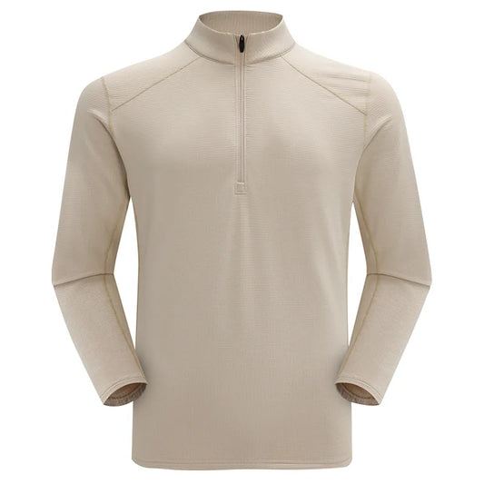 Men's Autumn Winter Fleece Warm Half-Zip Stand-Collar Outdoor Long-Sleeve Running Sports Sweatshirt Cycling Fitness Top