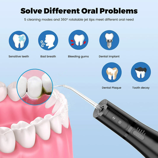 Teeth Cleaning With 5 Modes DIY 400ML Water Tank IPX7 Waterproof  Portable Electric Cordless Oral Irrigator Dental Water Flosser