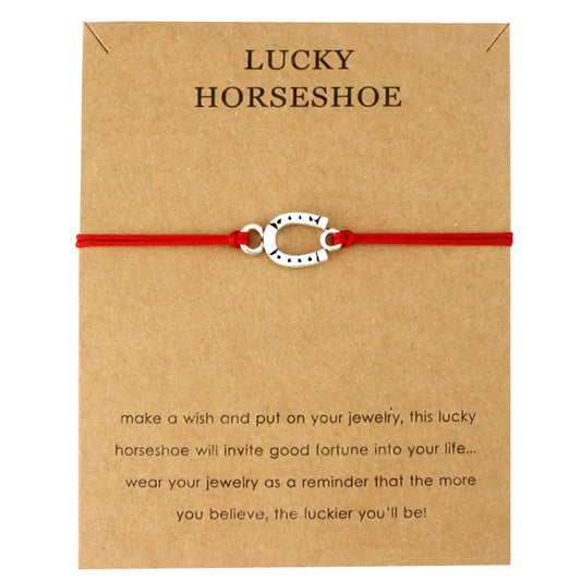 Custom Antique Silver Horse Shoe Horseshoe Charm Bracelet Promotional Gift for Men and Women 'Make a Wish' Fashion Jewelry