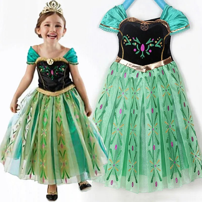 High Quality Elsa Flower Girl Dress Modern Children Lovely Girl Cosplay Performance Costume BXXXBX
