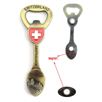 Tourist Souvenir Gifts Metal Spoon Beer Bottle Opener Fridge Magnet Custom Promotional Magnet Souvenir Spoon