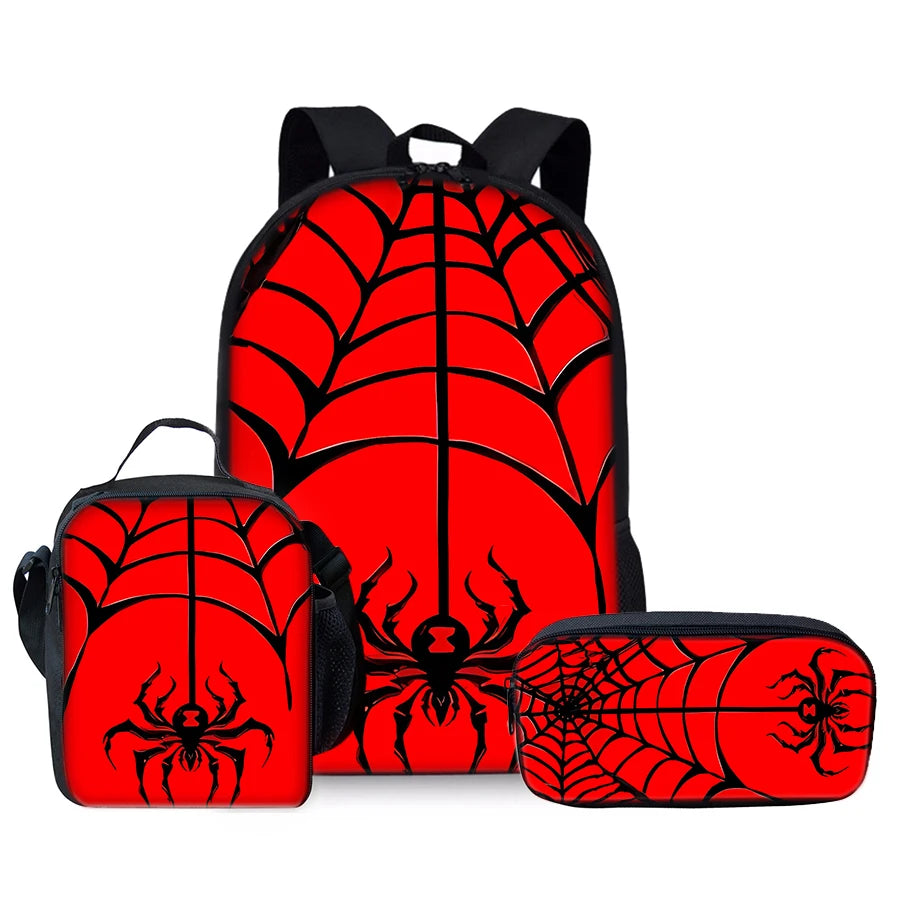 3D Cartoon Spider Waterproof School Backpack Set Best Gift for Boys Children's Three-Piece Backpack