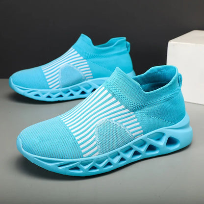 Unisex White Flywoven Sock Sneakers Size 36-48 Couple Casual Shoes for Men Fashion Trend Breathable Spring Summer Autumn Winter