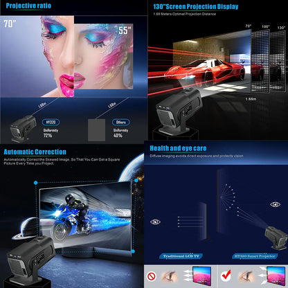 Led Projector Cinema Beamer 4k 1080p Video Smart Home Hy320 Mini Projector With Wifi Android Portatil