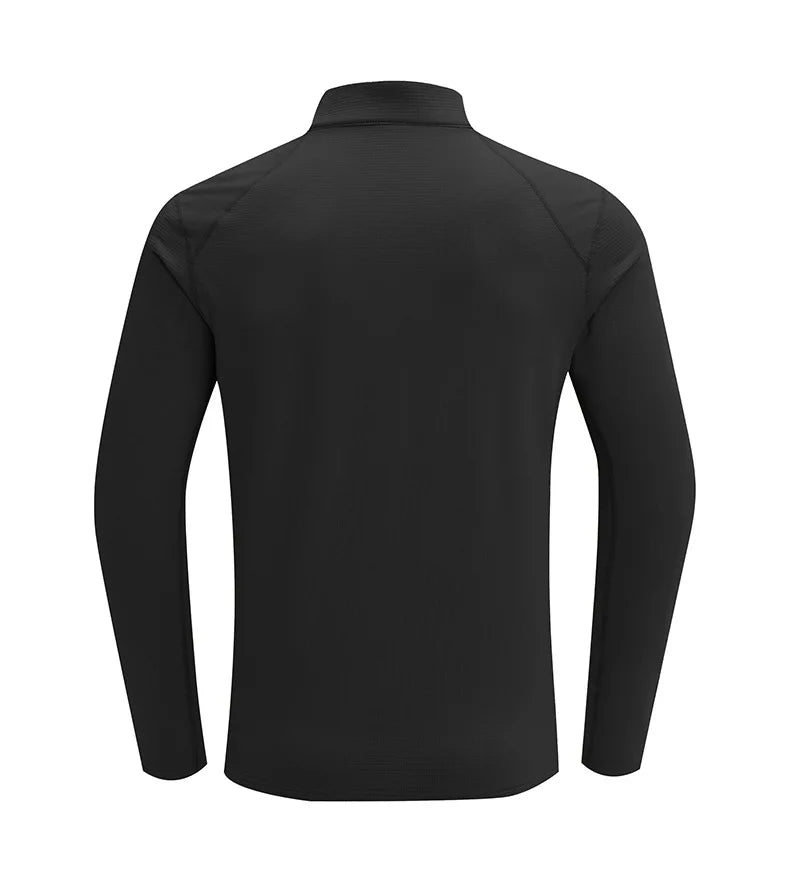 Men's Autumn Winter Fleece Warm Half-Zip Stand-Collar Outdoor Long-Sleeve Running Sports Sweatshirt Cycling Fitness Top