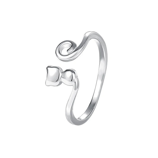 Minimalist Glittery Line Cat S925 Sterling Silver Finger Open Rings Fine Jewelry Gift for Girls XY-537