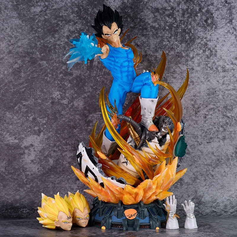 41cm Drag-oned Ball Z Vegeta GK Resin Statue Three Interchangeable Heads LED Light-Up Feature Handcrafted Anime Action Figure