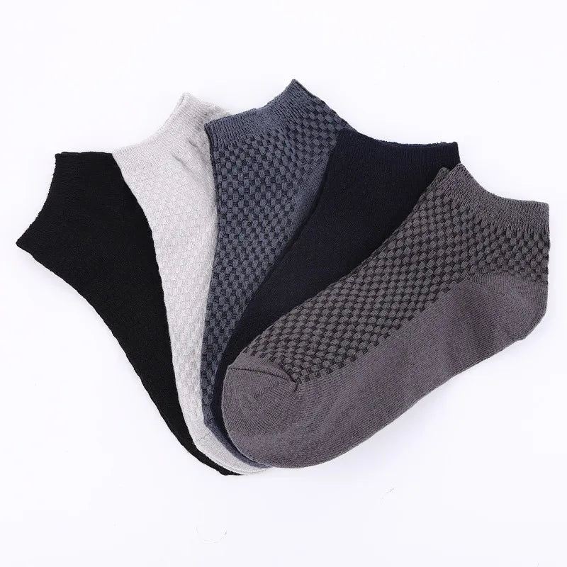 Men's Low Cut Summer Soft Comfort Breathable Cool Thin Mesh Quarter Ankle Short Bamboo Fiber Socks