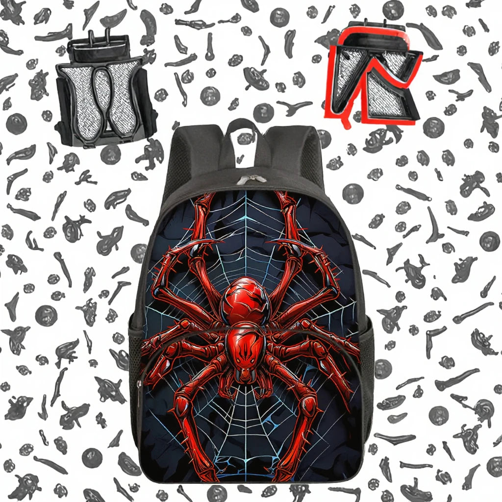 3D Cartoon Spider Waterproof School Backpack Set Best Gift for Boys Children's Three-Piece Backpack
