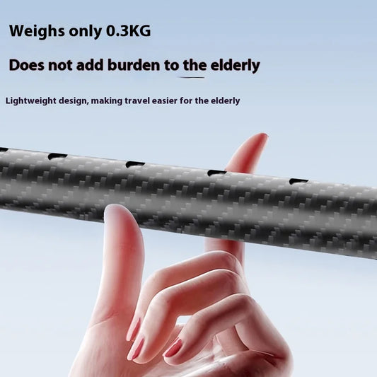 Carbon Fiber Anti-Fall Walking Stick for Elderly Non-Slip Telescopic Assistive Cane Lightweight Walking Cane