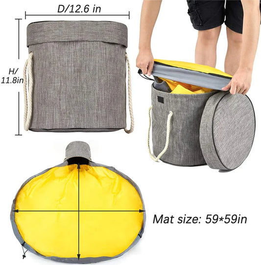 Portable ECO-friendly Kids Polyester Play Mat with Collapsible Toy Storage Organizer Bins Modern Luxury Design for Outdoor Use