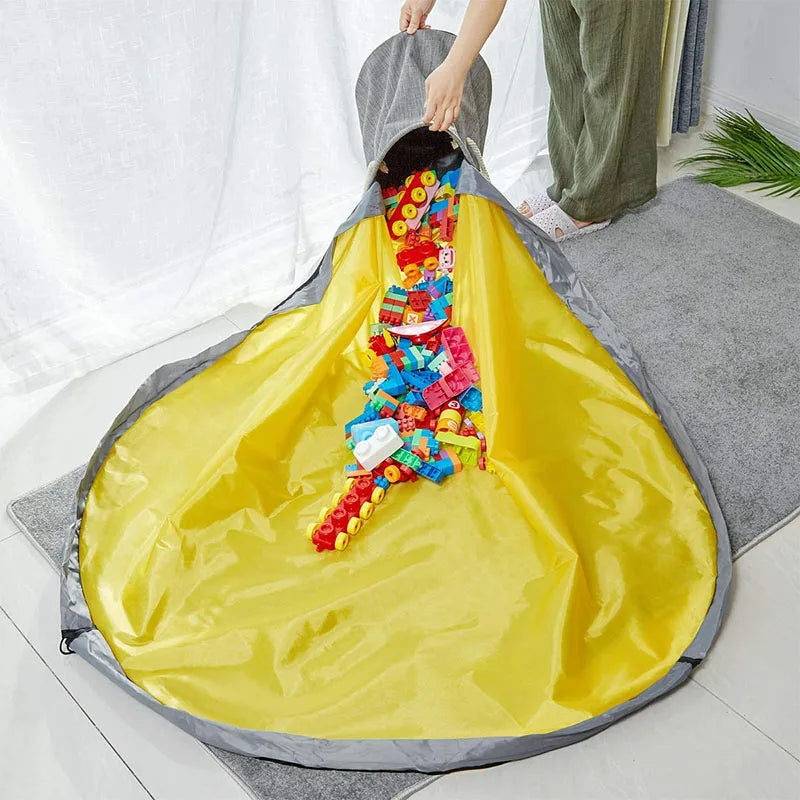 Portable ECO-friendly Kids Polyester Play Mat with Collapsible Toy Storage Organizer Bins Modern Luxury Design for Outdoor Use