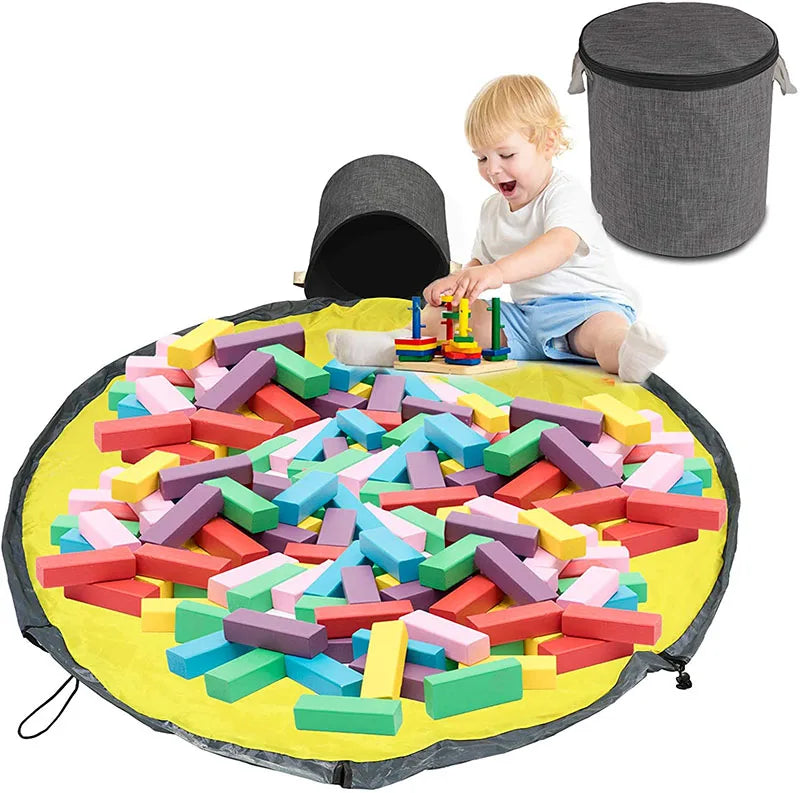 Portable ECO-friendly Kids Polyester Play Mat with Collapsible Toy Storage Organizer Bins Modern Luxury Design for Outdoor Use
