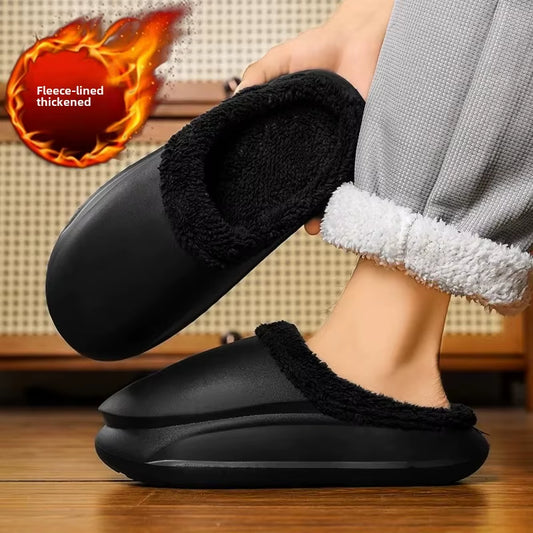 Cozy Couple's Winter Fleece-Lined Waterproof Slippers - Stylish Comfort for Home and Outdoors