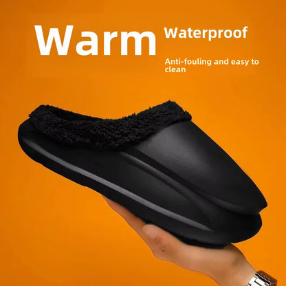 Cozy Couple's Winter Fleece-Lined Waterproof Slippers - Stylish Comfort for Home and Outdoors